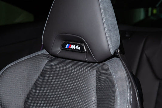 AutoTecknic Dry Carbon Front Seat Illuminated Emblem Surround Set - BMW M-Interior-Silicon Valley Bimmer