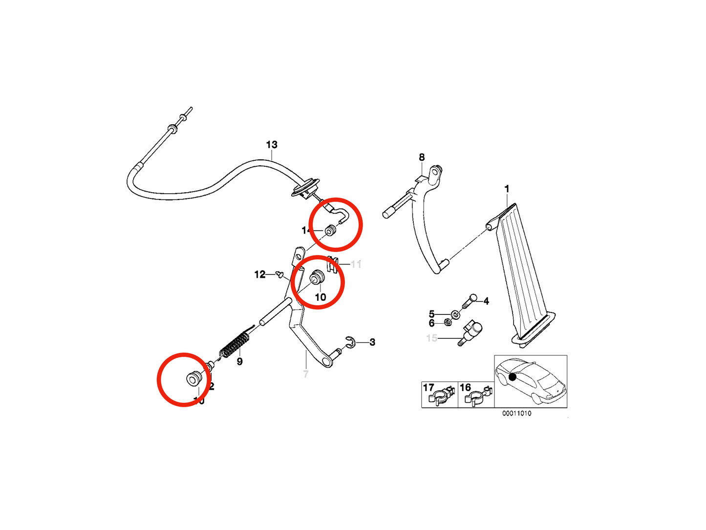 BMW E36 Gas Pedal Bushing Rebuild Kit-Maintenance-Silicon Valley Bimmer
