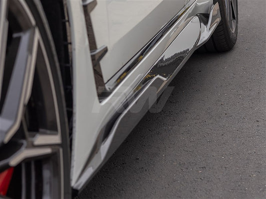 RW Carbon BMW i4 G26 Dry Carbon Fiber Side Skirt Extensions-Exterior-Silicon Valley Bimmer