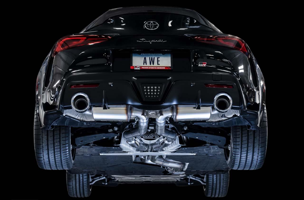 AWE 2020 Toyota Supra A90 Resonated Touring Edition Exhaust - 5in Chrome Silver Tips-Exhaust-Silicon Valley Bimmer