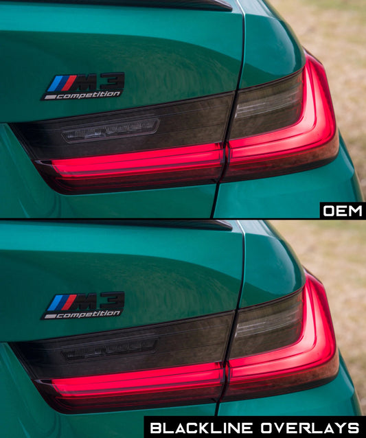 BMW 3 Series M3 Competition 2021+ (G20/G80 Pre LCI) BLACKLINE Taillight Overlay Kit-Exterior-Silicon Valley Bimmer
