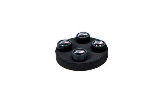 BMW M Logo Valve Stem Cap Set - Black-Wheels-Silicon Valley Bimmer