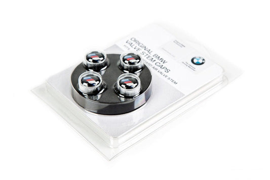 BMW M Logo Valve Stem Cap Set - Silver-Wheels-Silicon Valley Bimmer