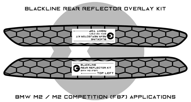 BMW M2 / M2 Competition (F87) Blackline Rear Reflector Overlay Kit-Exterior-Silicon Valley Bimmer