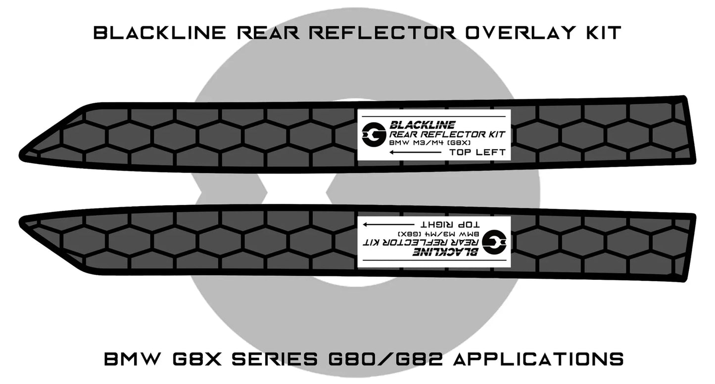 BMW M3 / M4 Competition 2021+ (G80/G82) BLACKLINE Rear Reflector Overlay Kit-Exterior-Silicon Valley Bimmer