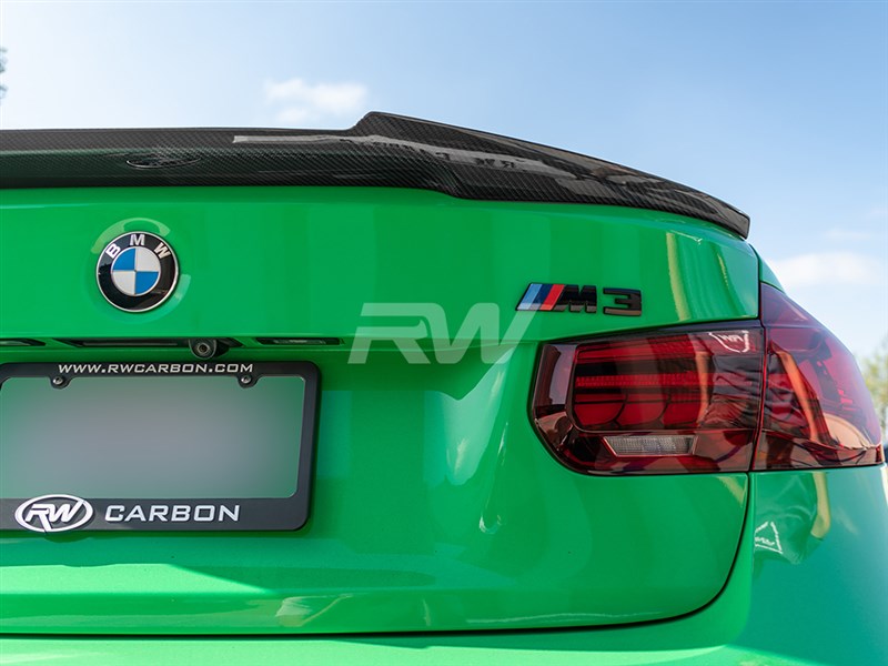 RW Carbon BMW F30 F80 M4 Style Carbon Fiber Trunk Spoiler-Exterior-Silicon Valley Bimmer