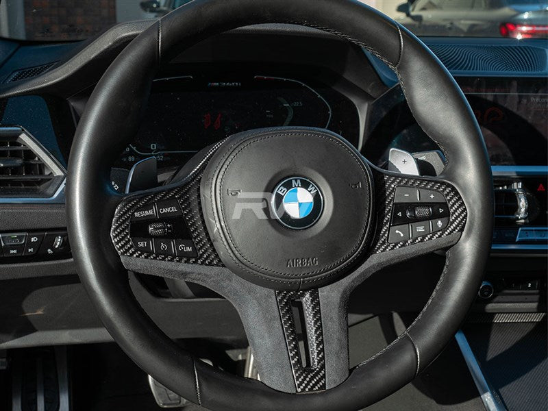RW Carbon BMW G20 Carbon Fiber Alcantara Steering Wheel Trim-Interior-Silicon Valley Bimmer