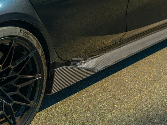 RW Carbon BMW G80 M3 Performance Style Carbon Fiber Side Skirt Extensions-Exterior-Silicon Valley Bimmer