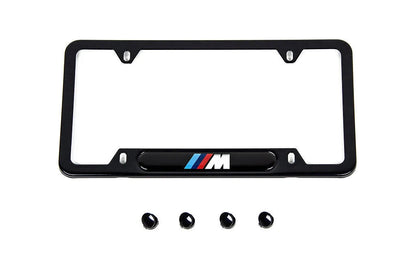 BMW M Logo Black Stainless License Plate Frame