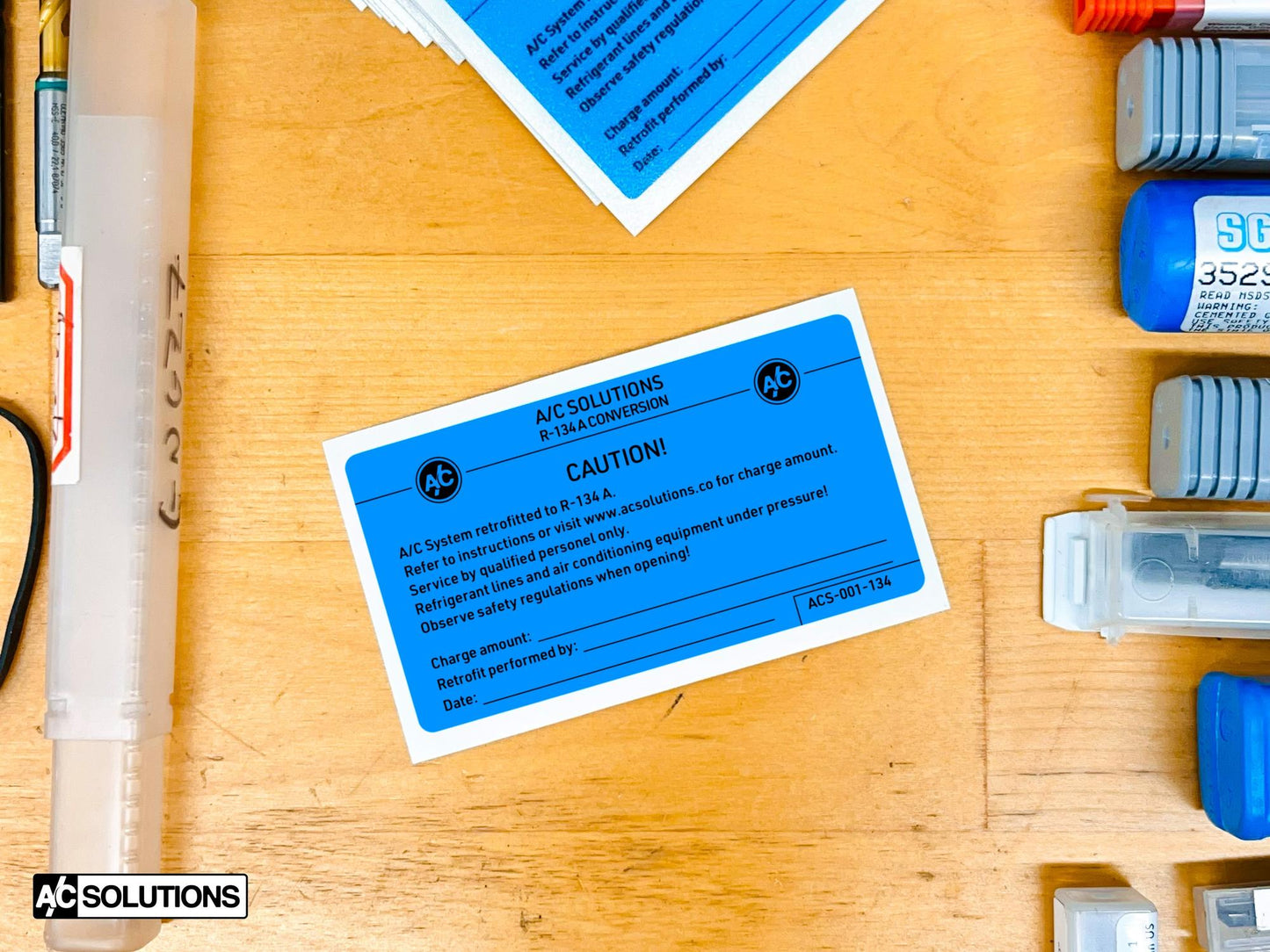 A/C Solutions R134a Retrofit Label-Air Conditioning-Silicon Valley Bimmer