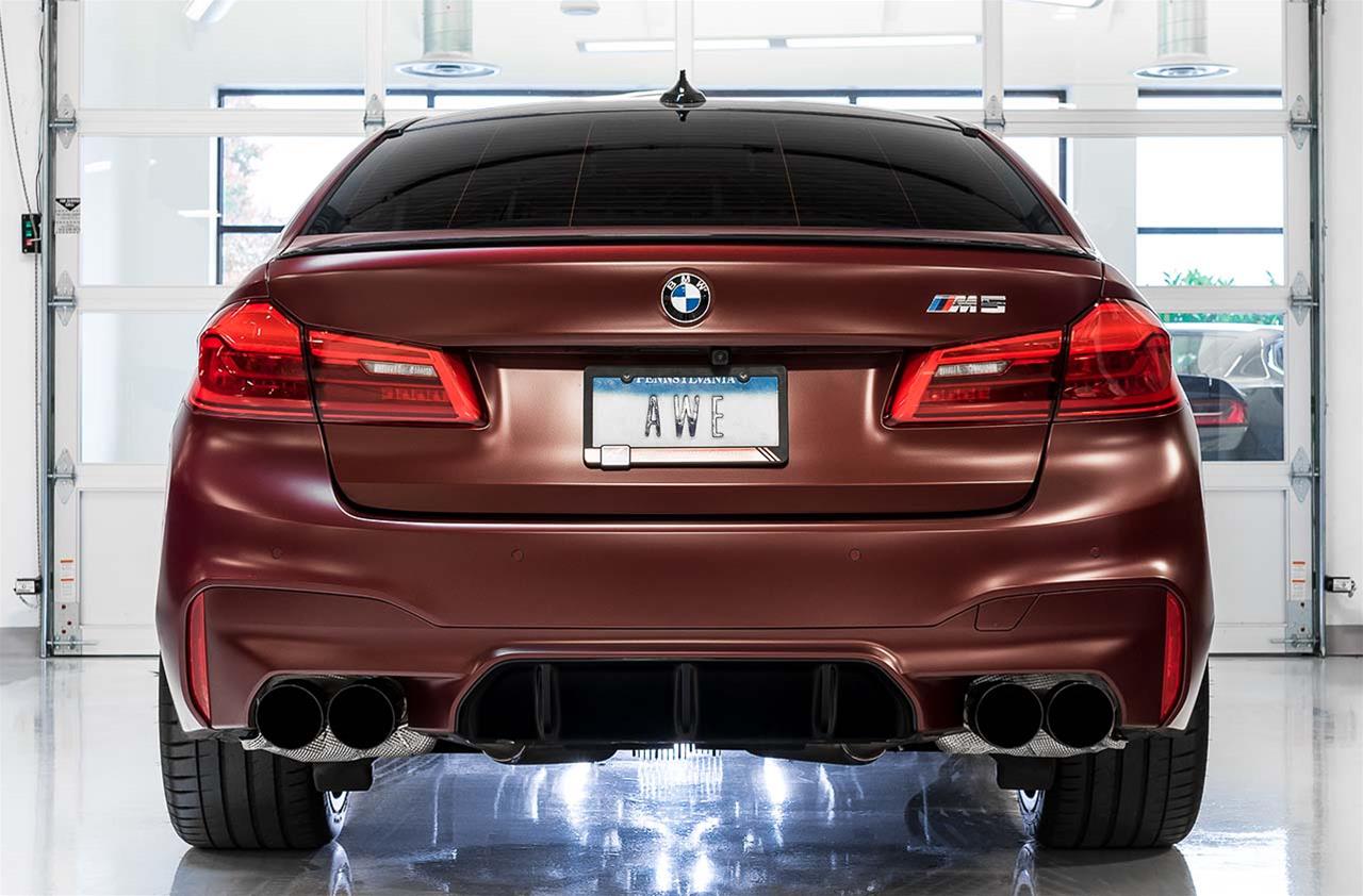 AWE Tuning 18-19 BMW M5 (F90) 4.4T AWD Cat-back Exhaust - Track Edition (Diamond Black Tips)-Exhaust-Silicon Valley Bimmer