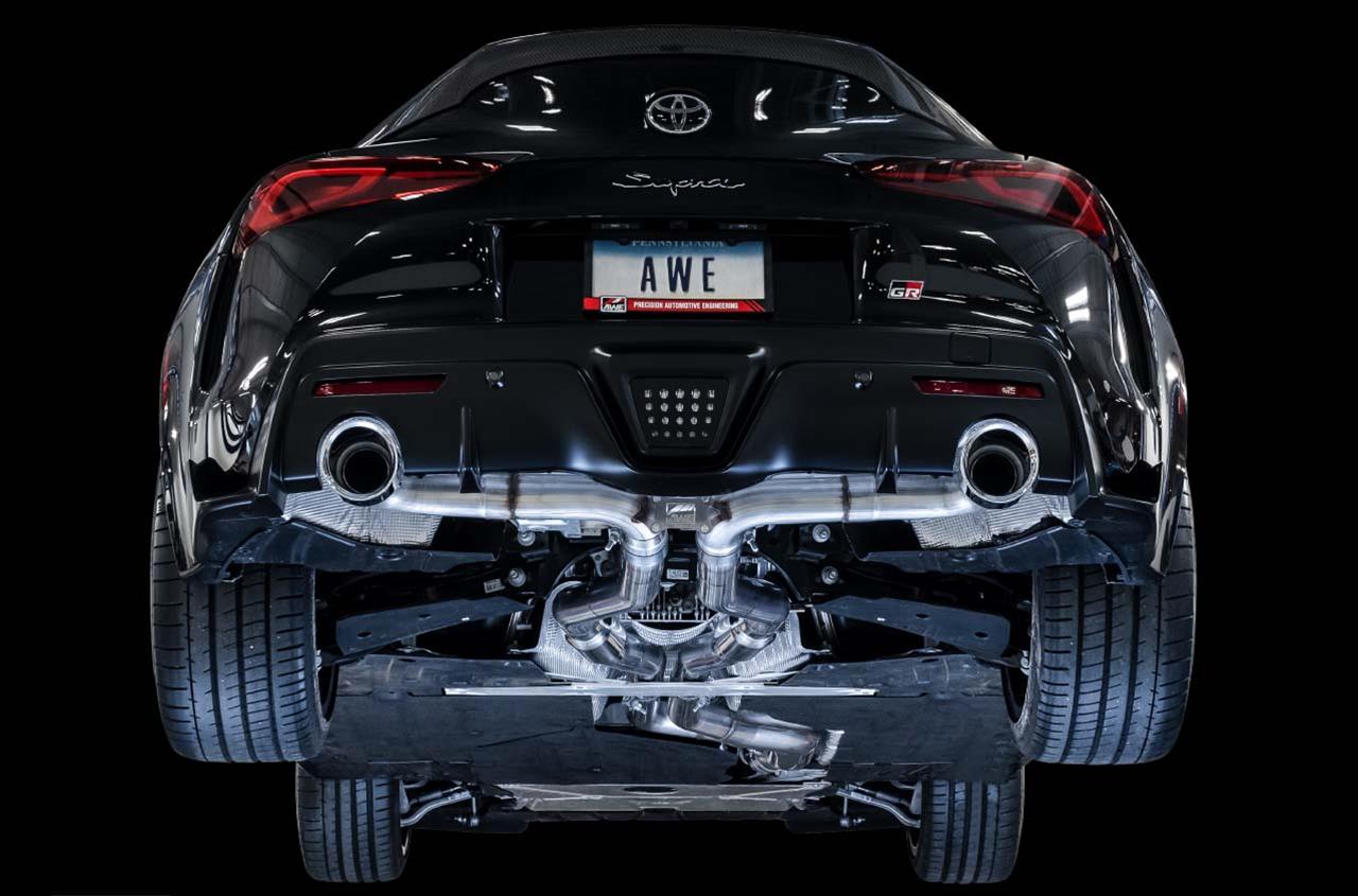 AWE Tuning 2020 Toyota Supra A90 Track Edition Exhaust - 5in Chrome Silver Tips-Exhaust-Silicon Valley Bimmer