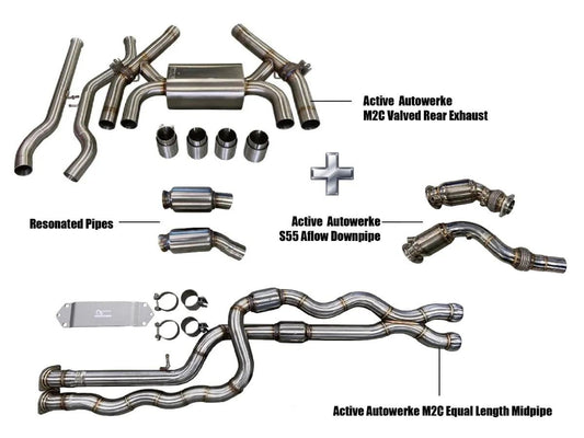 Active Autowerke F87 M2C Exhaust Bundle Aflow Equal Length Resonated-Exhaust-Silicon Valley Bimmer