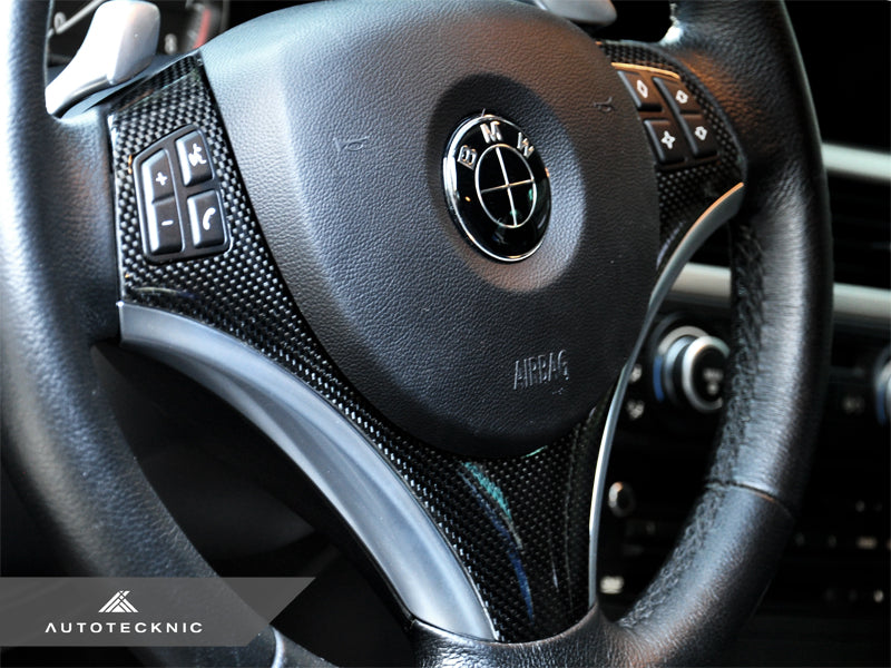 AutoTecknic Carbon Fiber Steering Wheel Trim - E90/ E92/ E93 3-Series/ E82 1-Series with Sport Package-Interior-Silicon Valley Bimmer