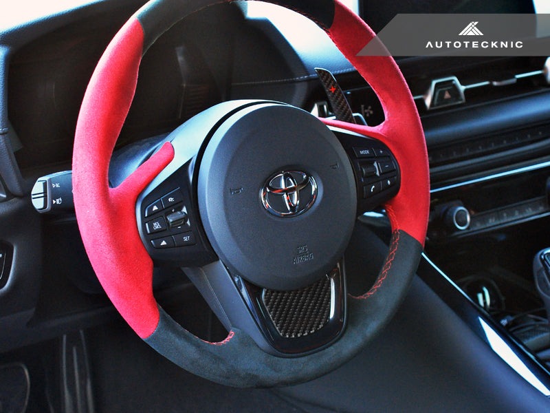 AutoTecknic Carbon Fiber Steering Wheel Trim Overlay - A90 Supra 2020-Up-Interior-Silicon Valley Bimmer