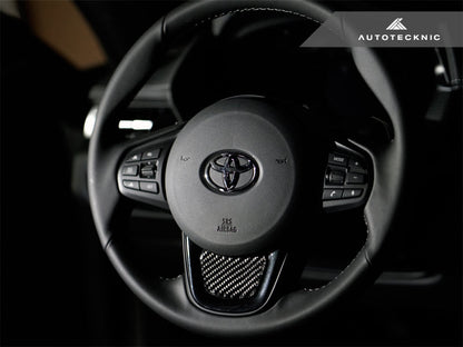 AutoTecknic Carbon Fiber Steering Wheel Trim Overlay - A90 Supra 2020-Up-Interior-Silicon Valley Bimmer