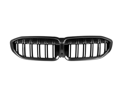 AutoTecknic Dry Carbon Fiber Dual-Slats Front Grilles - G20 3-Series Pre-LCI-Exterior-Silicon Valley Bimmer
