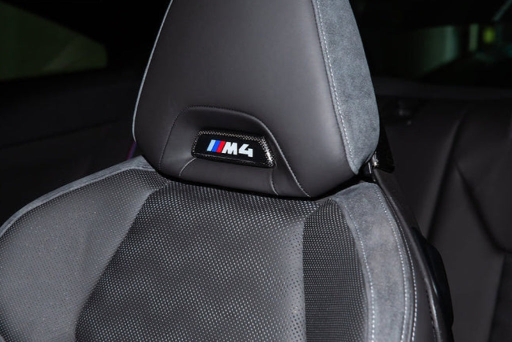 AutoTecknic Dry Carbon Front Seat Illuminated Emblem Surround Set - BMW M-Interior-Silicon Valley Bimmer