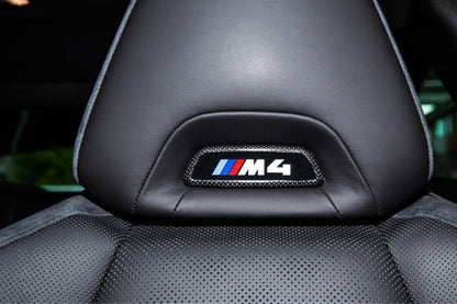 AutoTecknic Dry Carbon Front Seat Illuminated Emblem Surround Set - BMW M-Interior-Silicon Valley Bimmer