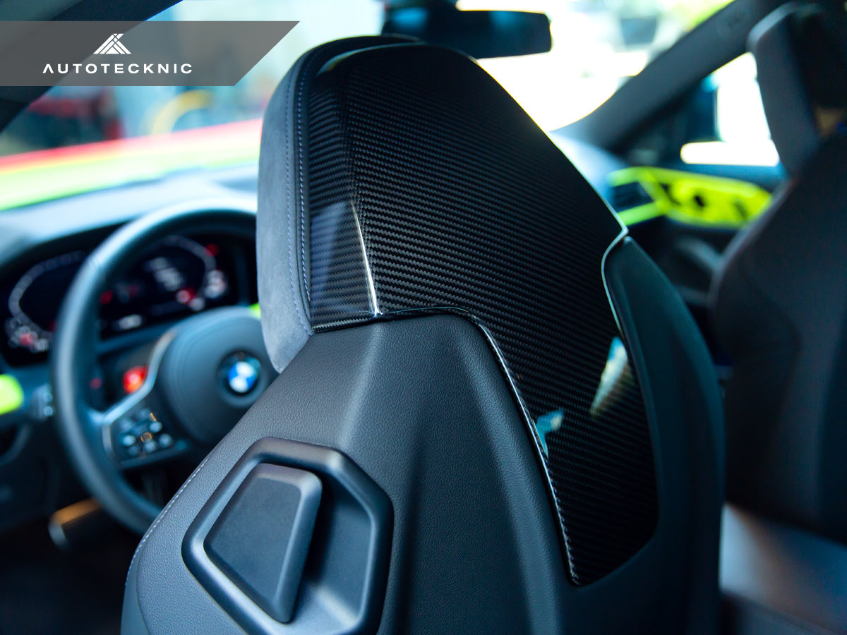 AutoTecknic Dry Carbon Seat Back Cover Set - G80 M3 | G82 M4-Interior-Silicon Valley Bimmer