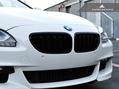 AutoTecknic Dual-Slats Gloss Black Front Grille Set - F06 Gran Coupe / F12 Coupe / F13 Cabrio | 6 Series & M6-Exterior-Silicon Valley Bimmer