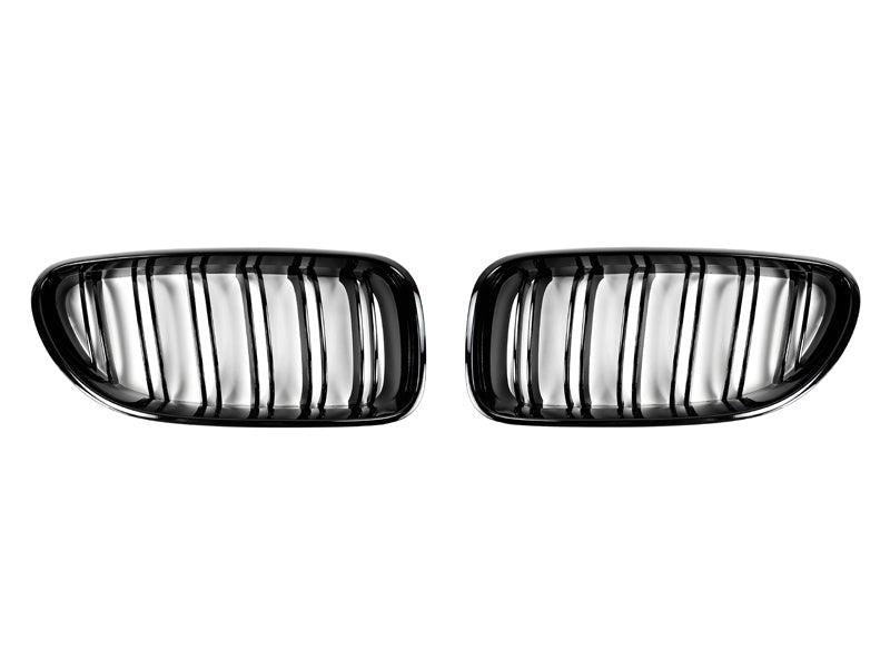 AutoTecknic Dual-Slats Gloss Black Front Grille Set - F06 Gran Coupe / F12 Coupe / F13 Cabrio | 6 Series & M6-Exterior-Silicon Valley Bimmer