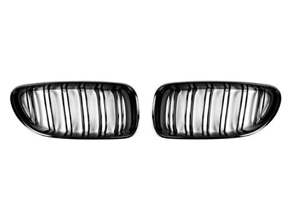 AutoTecknic Dual-Slats Gloss Black Front Grille Set - F06 Gran Coupe / F12 Coupe / F13 Cabrio | 6 Series & M6-Exterior-Silicon Valley Bimmer