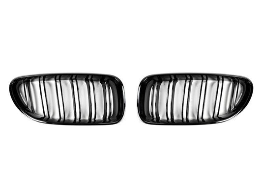 AutoTecknic Dual-Slats Gloss Black Front Grille Set - F06 Gran Coupe / F12 Coupe / F13 Cabrio | 6 Series & M6-Exterior-Silicon Valley Bimmer