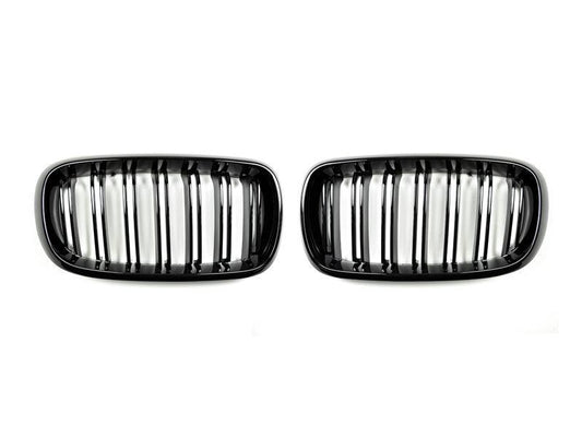 AutoTecknic Dual-Slats Gloss Black Front Grille Set - F15 X5 | F85 X5M & F16 X6 | F86 X6M-Exterior-Silicon Valley Bimmer