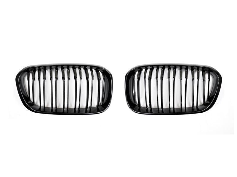 AutoTecknic Dual-Slats Gloss Black Front Grille Set - F20 1-Series LCI (2015-Up)-Exterior-Silicon Valley Bimmer