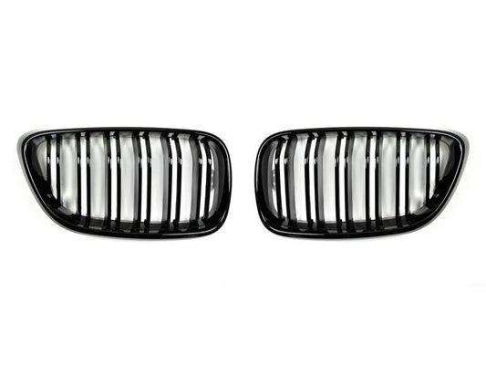 AutoTecknic Dual-Slats Gloss Black Front Grille Set - F22 2-Series | F87 M2-Exterior-Silicon Valley Bimmer