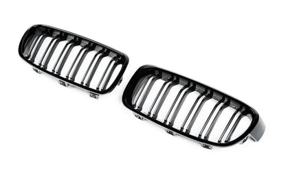 AutoTecknic Dual-Slats Gloss Black Front Grille Set - F30 3-Series-Exterior-Silicon Valley Bimmer