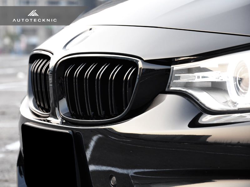 AutoTecknic Dual-Slats Gloss Black Front Grille Set - F32/ F36 4-Series | F80 M3 | F82 M4-Exterior-Silicon Valley Bimmer