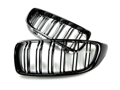 AutoTecknic Dual-Slats Gloss Black Front Grille Set - F32/ F36 4-Series | F80 M3 | F82 M4-Exterior-Silicon Valley Bimmer