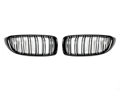 AutoTecknic Dual-Slats Gloss Black Front Grille Set - F32/ F36 4-Series | F80 M3 | F82 M4-Exterior-Silicon Valley Bimmer
