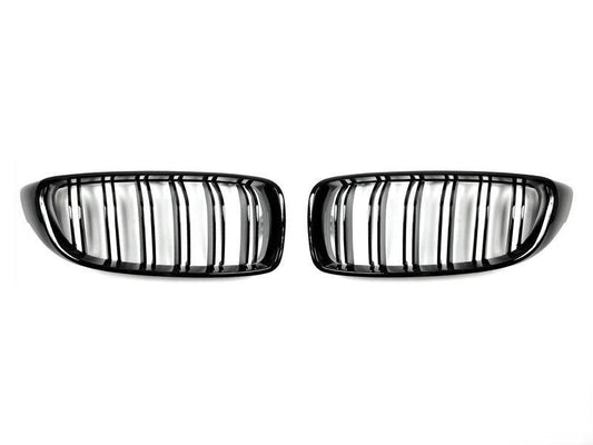 AutoTecknic Dual-Slats Gloss Black Front Grille Set - F32/ F36 4-Series | F80 M3 | F82 M4-Exterior-Silicon Valley Bimmer