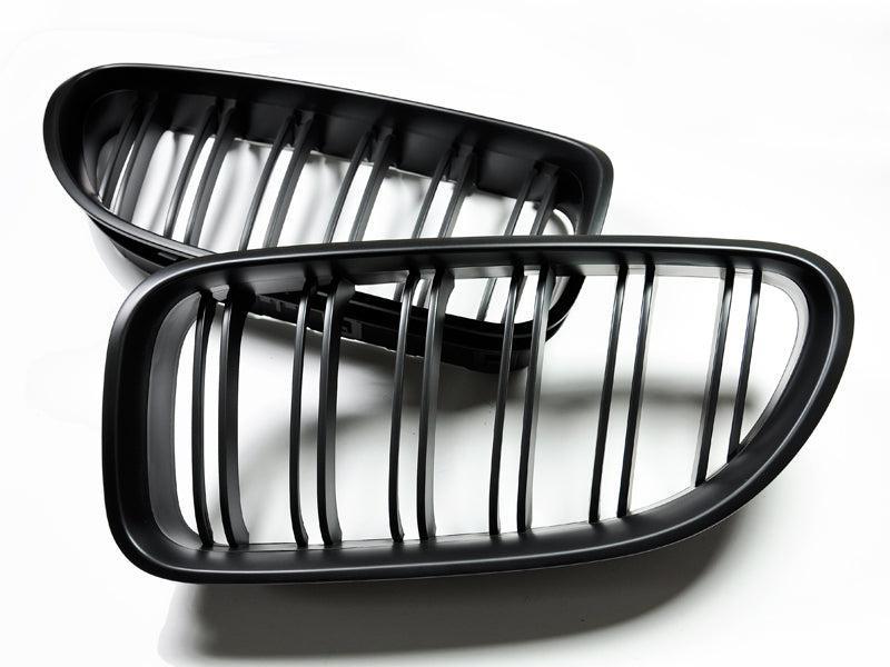 AutoTecknic Dual-Slats Stealth Black Front Grille Set - F06 Gran Coupe/ F12 Coupe/ F13 Cabrio | 6 Series & M6-Exterior-Silicon Valley Bimmer