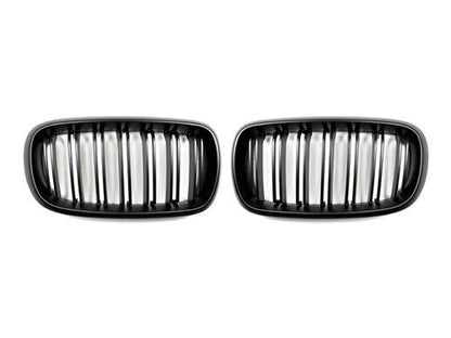 AutoTecknic Dual-Slats Stealth Black Front Grille Set - F15 X5 | F85 X5M & F16 X6 | F86 X6M-Silicon Valley Bimmer