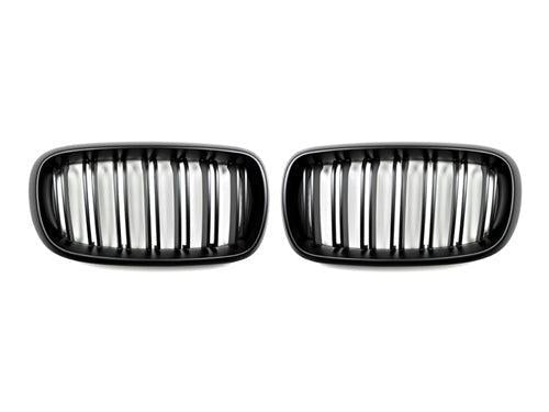 AutoTecknic Dual-Slats Stealth Black Front Grille Set - F15 X5 | F85 X5M & F16 X6 | F86 X6M-Silicon Valley Bimmer