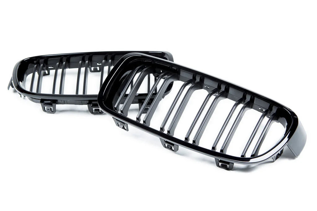 AutoTecknic Dual-Slats Stealth Black Front Grille Set - F30 3-Series-Exterior-Silicon Valley Bimmer