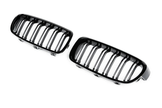 AutoTecknic Dual-Slats Stealth Black Front Grille Set - F30 3-Series-Exterior-Silicon Valley Bimmer