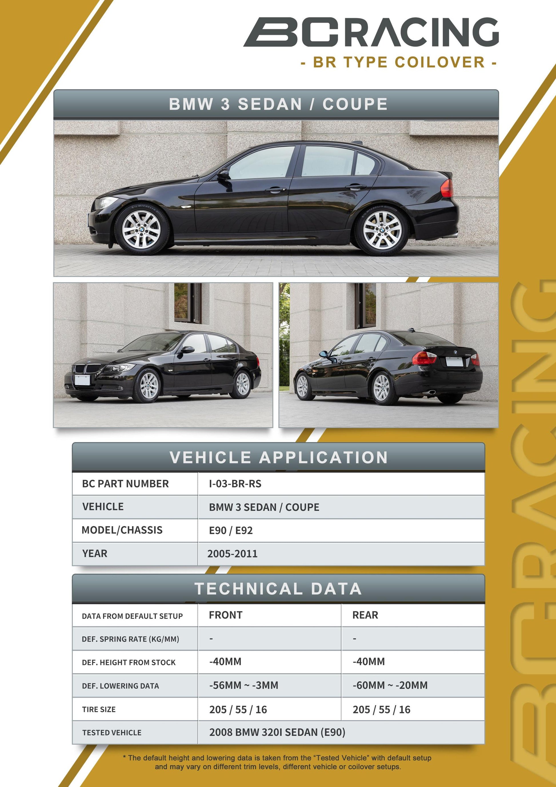 BC Racing 06-11 BMW 3 Series E90 / E92 (Coupe / Sedan) (Non-M)-Suspension-Silicon Valley Bimmer