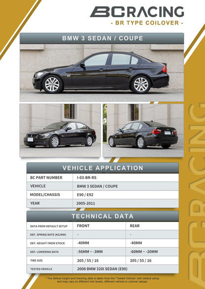 BC Racing 06-11 BMW 3 Series E90 / E92 (Coupe / Sedan) (Non-M)-Suspension-Silicon Valley Bimmer