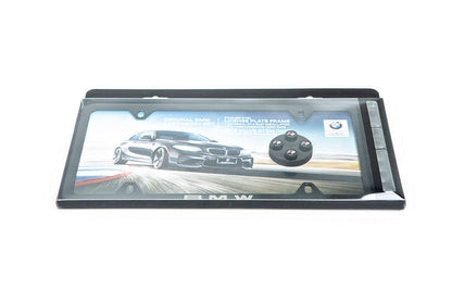 BMW Laser Slimline License Plate Frame with M Logo Valve Stem Caps - Satin Black-Exterior-Silicon Valley Bimmer