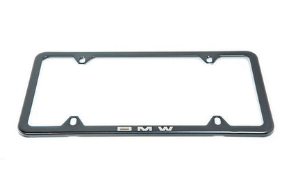 BMW Laser Slimline License Plate Frame with M Logo Valve Stem Caps - Satin Black-Exterior-Silicon Valley Bimmer