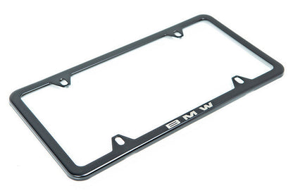 BMW Laser Slimline License Plate Frame with M Logo Valve Stem Caps - Satin Black-Exterior-Silicon Valley Bimmer