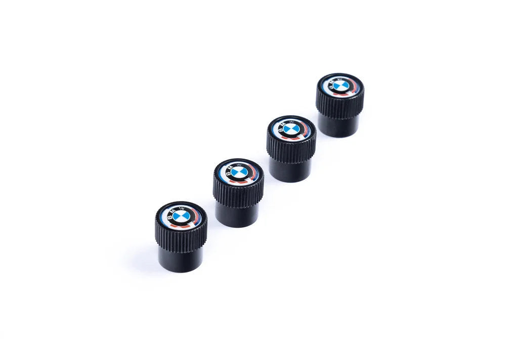 BMW M 50 Year Anniversary Heritage Valve Stem Cap Set - Black-Wheels-Silicon Valley Bimmer