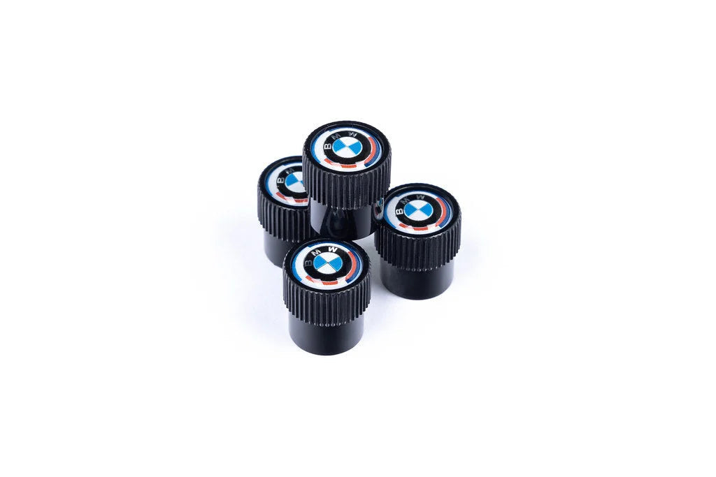 BMW M 50 Year Anniversary Heritage Valve Stem Cap Set - Black-Wheels-Silicon Valley Bimmer