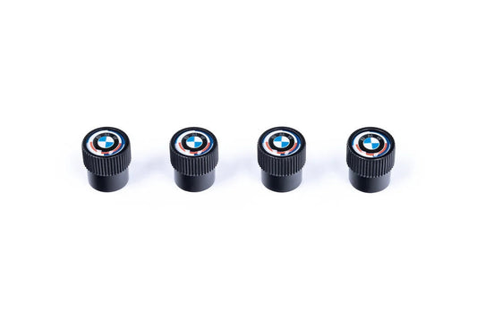 BMW M 50 Year Anniversary Heritage Valve Stem Cap Set - Black-Wheels-Silicon Valley Bimmer