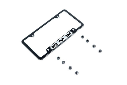 BMW Nameplate Black Stainless Steel License Plate Frame